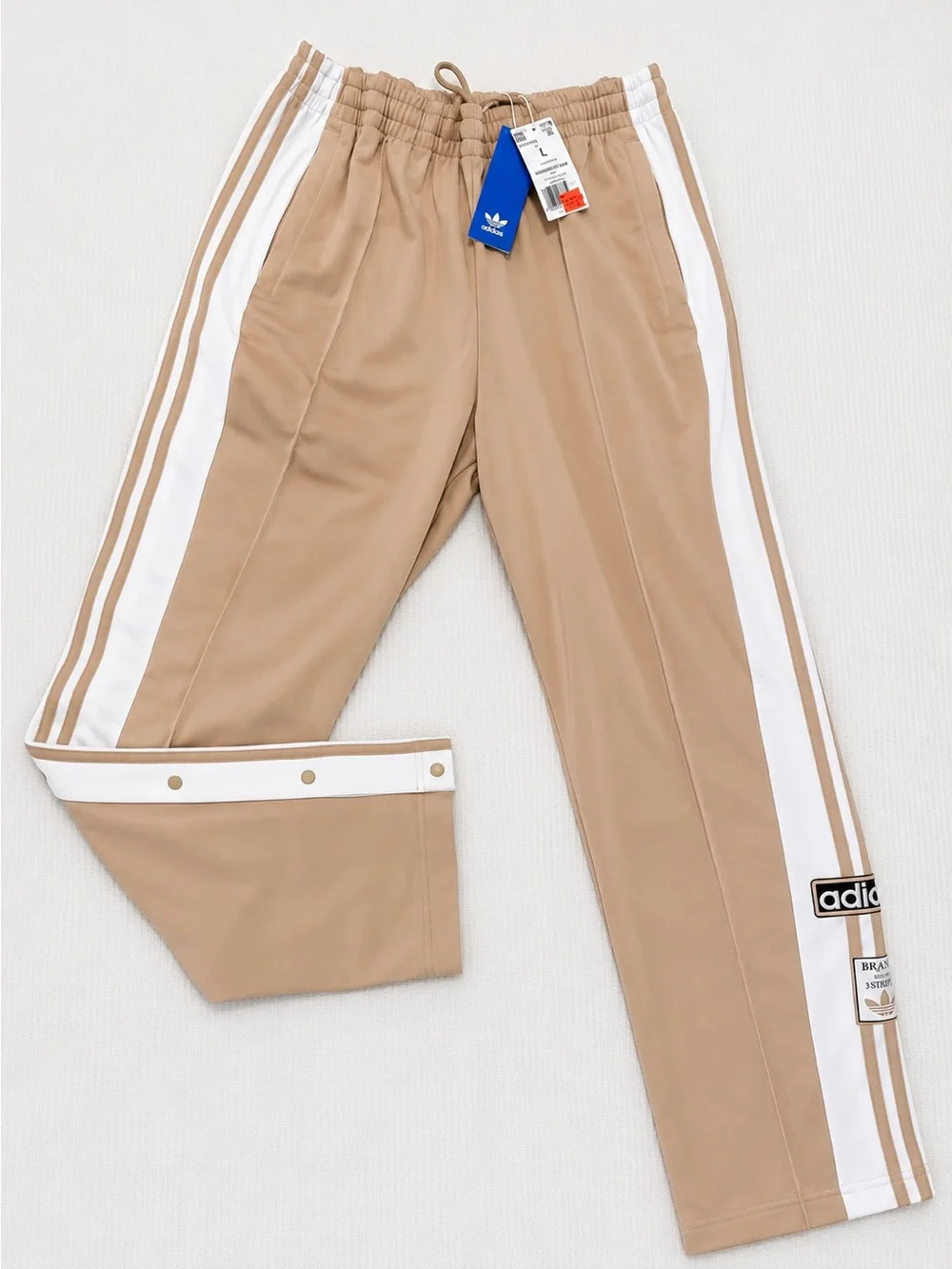 adidas Tan and White Snap-Front Track Pants - Picture 1 of 1